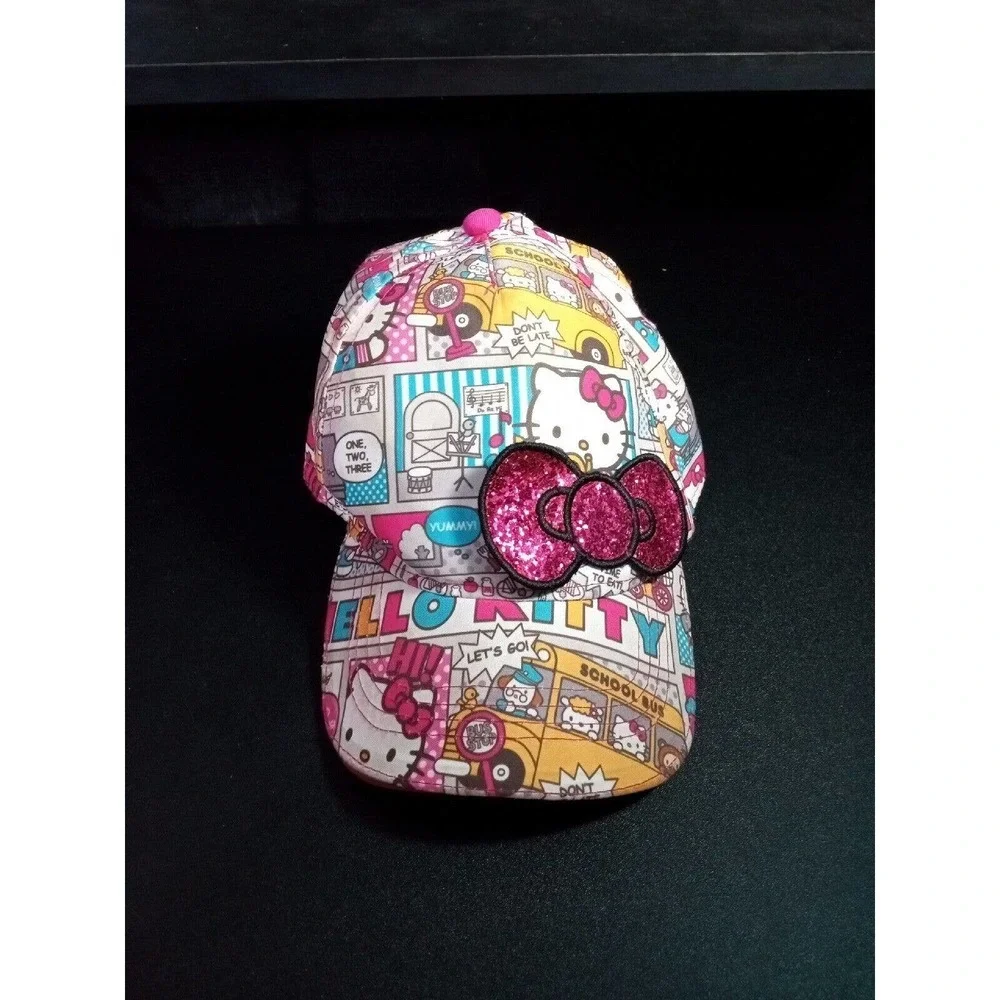Hello kitty by Sanrio girls hat pink cat. One size kids With Glitter Bow Cap - Picture 2 of 6